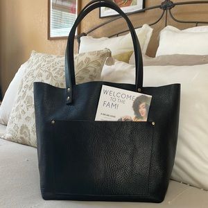 Portland leather goods black large tote in pebbled leather NIB